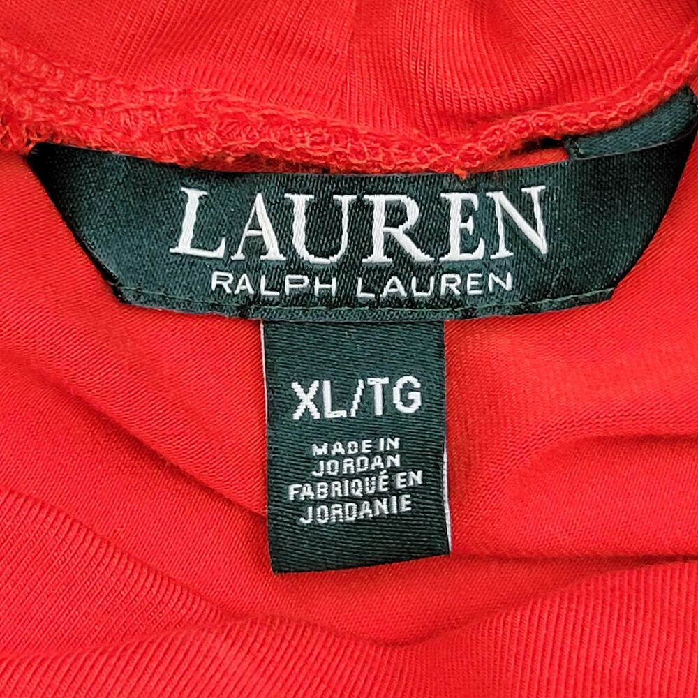 Lauren Ralph Lauren Red Short Sleeve Turtleneck Stretch Pullover Women's Size XL - Picture 2 of 7